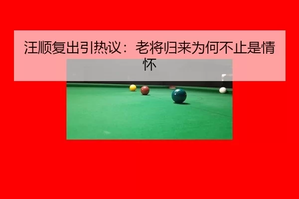 汪顺复出引热议：老将归来为何不止是情怀